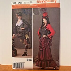 Simplicity 1819 Costume Pattern Steampunk Goth Cosplay Bustle Corset Sz 6-12 New